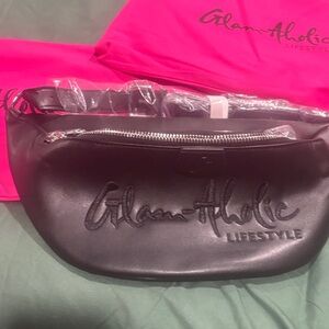 Glam-Aholic Lifestyle Black Leather Crossbody Belt Bag